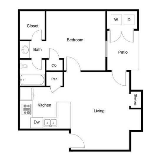 floor plan of a two bedroom apartment at The Westmount at River Park