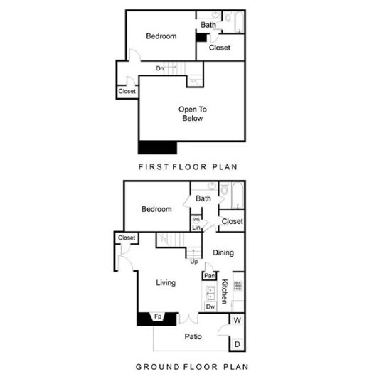 two floor plans for a two bedroom apartment at The Westmount at River Park